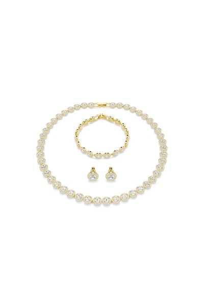 Swarovski Una Angelic Set, Set (3), Yuvarlak kesim, Beyaz, Altın rengi kaplama