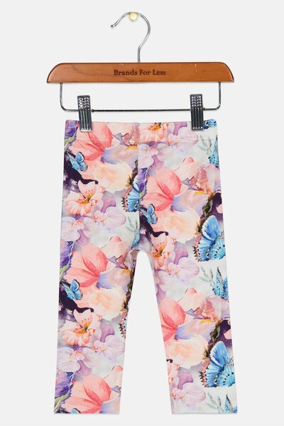 Hey Popinjay Toddlers Girl Floral Print Pull On Leggings, Multicolor