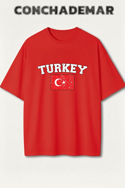 Vordevia Tricou din bumbac premium supradimensionat cu imprimeu pentru echipe...