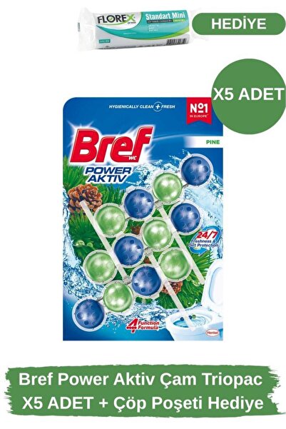 Bref Power Aktiv Çam Triopac X5 ADET + Çöp Poşeti Hediye