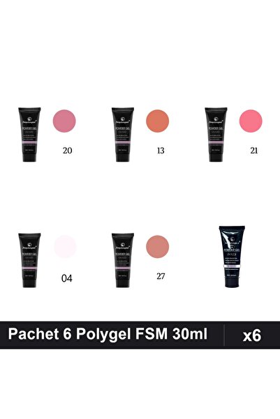 FSM Set 6 Polygel 30ml - Nr.20, Nr.13, Nr.21, Nr.04, Nr.27, Nr.14