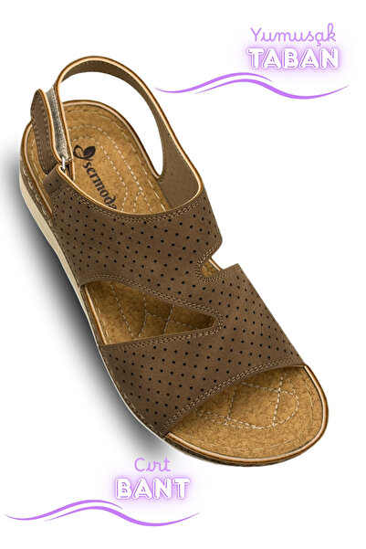 Moda Anna Sandale de damă – Talpă groasă și moale, cu velcro confortabil, san...
