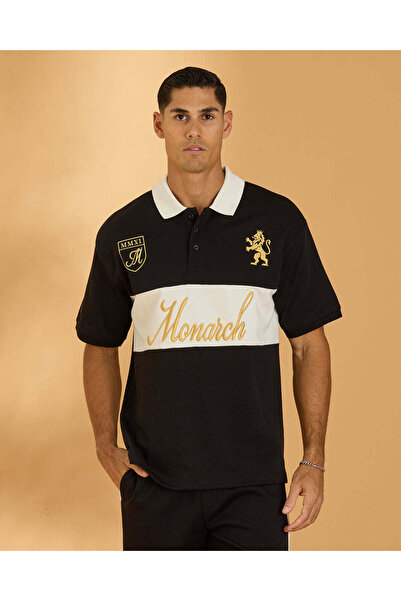REDTAG Men Black Printed Polo Shirt