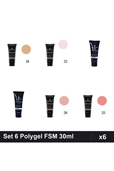 FSM Set 6 Polygel 30ml - Nr.18, Nr.32, Nr.23, Nr.17, Nr.28, Nr.25