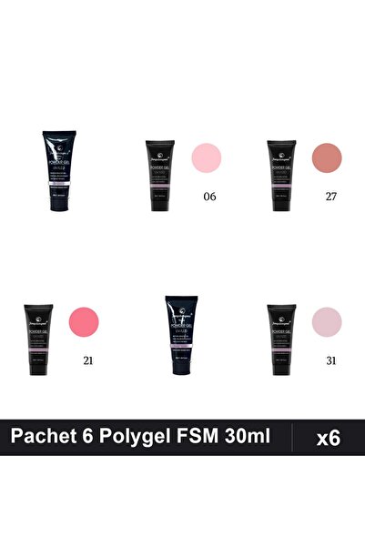 FSM Set 6 Polygel 30ml - Nr.14, Nr.06, Nr.27, Nr.21, Nr.15, Nr.31