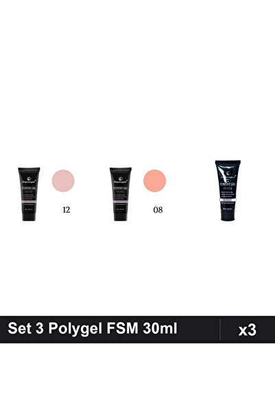 FSM Set 3 Polygel 30ml - Nr.12, Nr.08, Nr.14 - Constructie Unghii