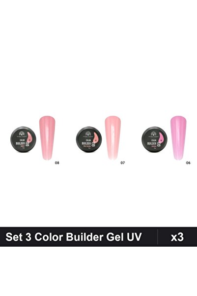 global fashion Set 3 Color Builder Gel UV 15g - Nr.06, Nr.07, Nr.08