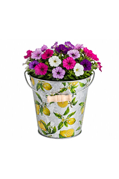 OEM Flower pot mask, metallic, patterned, bucket type, 14x14.5cm, 2L