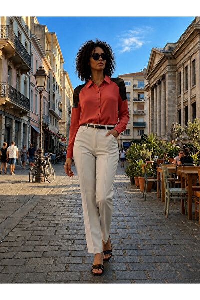 Omuz Kısımları Fileli Gömlek