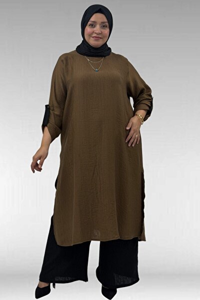 Eslina 67049 Plus Size Color-Blocked Pants with Side Slits. Double Tensel Set...