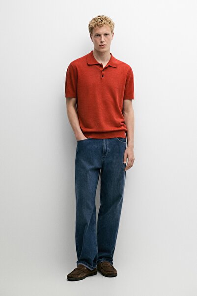 Massimo Dutti %100 keten triko polo yaka t-shirt