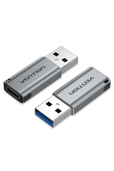 Vention Adaptor USB 3.0 USB-A la USB-C gri din aliaj de aluminiu