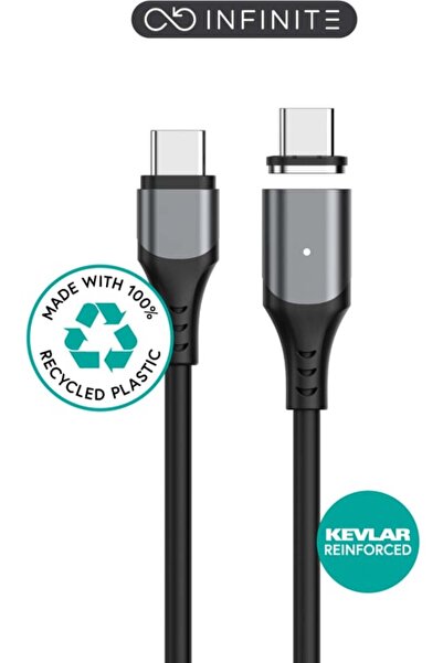 eSTUFF INFINITE (GRS) Cablu magnetic USB-C - C 2.0 PD100W 480 Mbps 2,0m Negru...