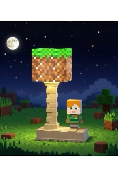 lstri Minecraft Blok Gece Lambası -LED Lamba Işığı USB'li Dekoratif Masa Lambası - Çocuk Odası Aydınlatma