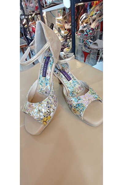 Lo Mejor Shoes حذاء رقص ذهبي مخطط بطول كعب 7 سم وارتفاع 11 سم للرقص والتانجو ...