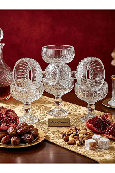 çukurova home Kristal Cam Ayaklı Mini Lokumluk - Sunumluk ( 100 ml ) 6 Adet
