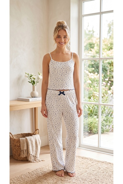 ELİTOL Raporlu Viscose Women's Thin Strap Pajama Set