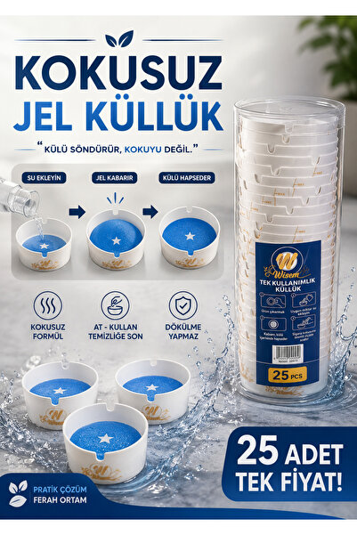 KEA Kokusuz Jel Küllük 25 Adet Tek Kullanımlık Küllük Su ile Kabarır Dökülmez...