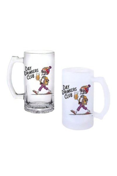 Ghostbastır Drinker's Club Beer Glass with Handle, Frosted or Transparent Opt...