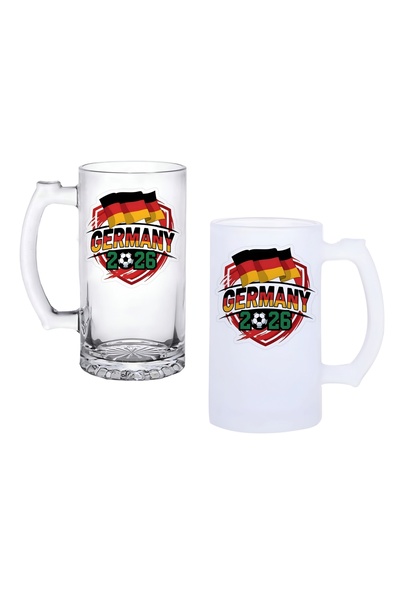 Ghostbastır Germany World Cup Beer Glass with Handle Frosted or Transparent O...