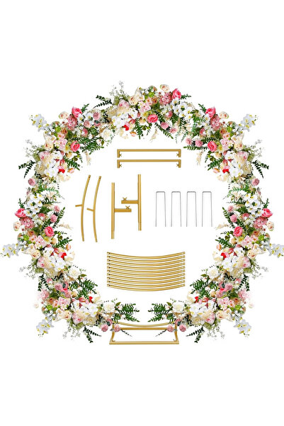 GGEROU 7 Ft Round Backdrop Stand Metal Arch, Circle Backdrop Arch Stand Weddi...