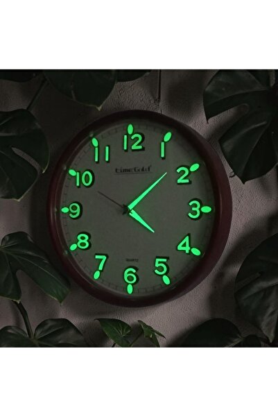 Time Gold Fosforlu 3D Bombeli Cam Sessiz Akar Saniye Duvar Saati Gümüş Çap 28 cm