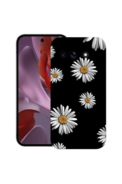 bestcase Калъф за Google Pixel 9a, Десен с маргаритки, Тънък силиконов 0.8ММ,...