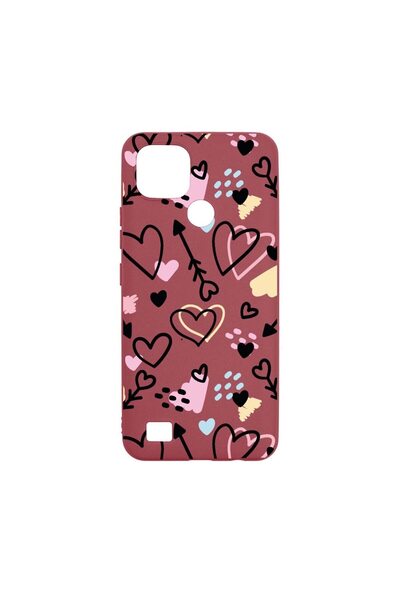 bestcase Θήκη σιλικόνης, Συμβατή με Realme C21, Σχέδιο με σύμβολα αγάπης, Ανθ...