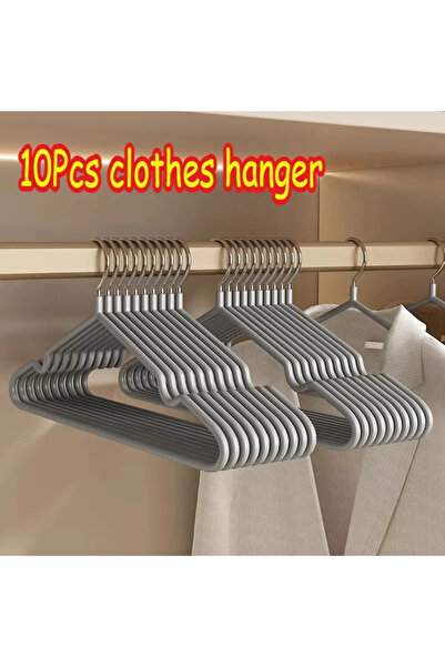 Choice 10pcs Grey 10pcs Metal Clothes Hangers Traceless No-Slip Durable Stron...