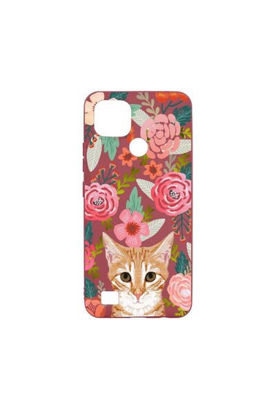 bestcase Husa Silicon, Compatibila Cu Realme C21, Cat and Flowers, rezistenta...