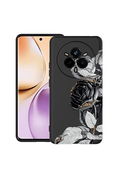 bestcase Husă pentru Realme 14 Pro 5G, Black Rose, Silicon subțire de 0.8MM, ...