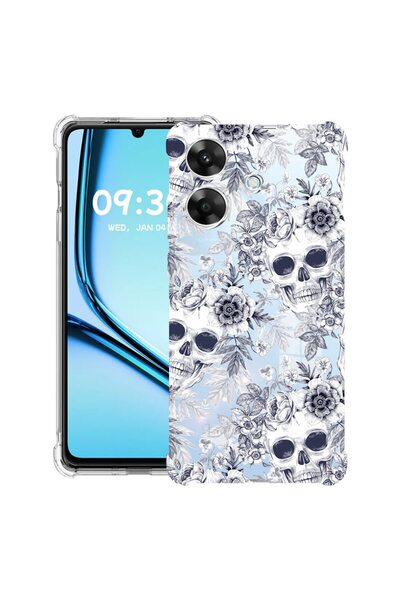 bestcase Husă Antișoc pentru Realme Note 60 / Note 60X cu Design Craniu Alb-N...