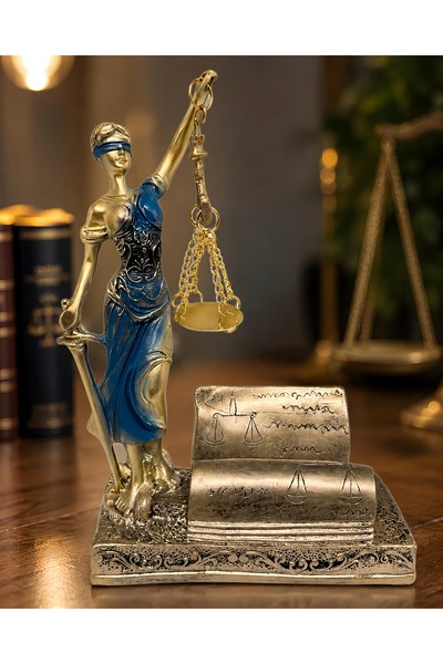 Wolawood Adalet Temalı Dekoratif Biblo Lady Justice Terazili Heykel Kartvizit...