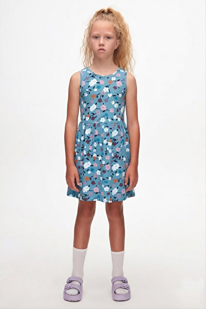 LOVETTI Girl's Spring Branch Pattern Sleeveless Dress