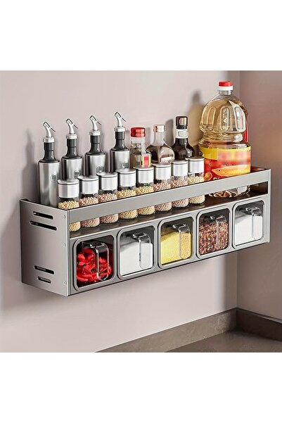 GGEROU Wall-mounted spice racks and spice jars, drill-free kitchen storage so...