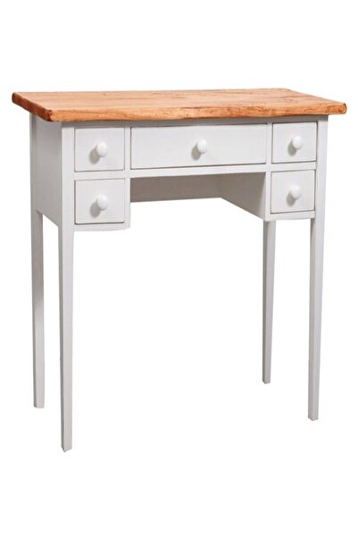 Tuscan Birou, L100*48*H80 cm, 5 sertare, alb/natur antic, lemn masiv