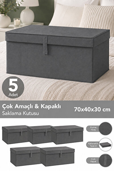 Meleni Home 5'li Set Mega Plus Hurç - Çok Amaçlı Organizer Kapaklı Saklama Ku...