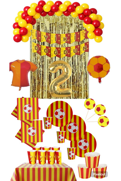 Mehca 24 Person Yellow Red (Gs) Fan Jersey 2 Year Old Foil Birthday Concept