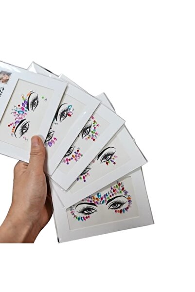 CRM Set of 5 3D Crystal Stickers, CRM, Glitter Accessories for Temporary Face...