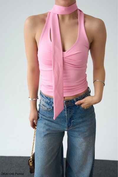 Lupies Women's Halter Neck Backless Blouse