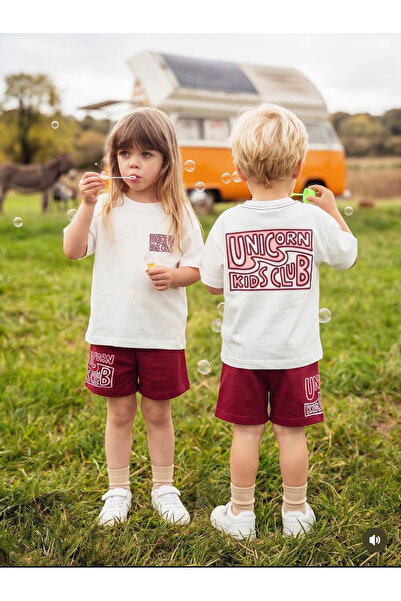SAYDAMODA Unicorn Kids Club Abi Kardeş Alt Üst Şortlu Takım
