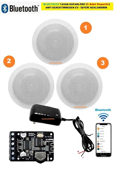 ucuzcu market Bluetooth Özellikli Tavan Hoparlör Seti (Anfi Kullanmadan Ev-Iş...