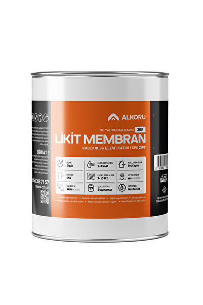 ALKORU 5 KG Zer Sıvı Zift Likit Membran Kauçuk ve Elyaf Katkılı Su Yalıtım Ma...