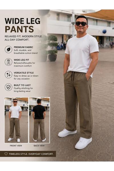 ARA Unisex Linen Cotton Blend Wide Leg Pants