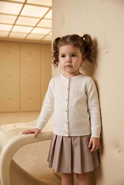 Trend Baby Kids Girl's Stamp Pattern White Knitwear Cardigan 1-4 Years