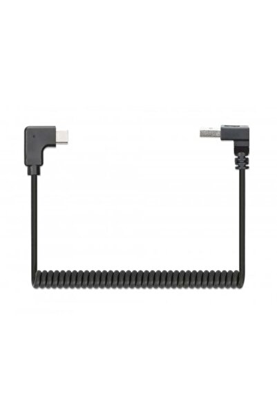 MANHATTAN Spiralkabel USB-A auf USB-C Ladekabel 1m schwarz