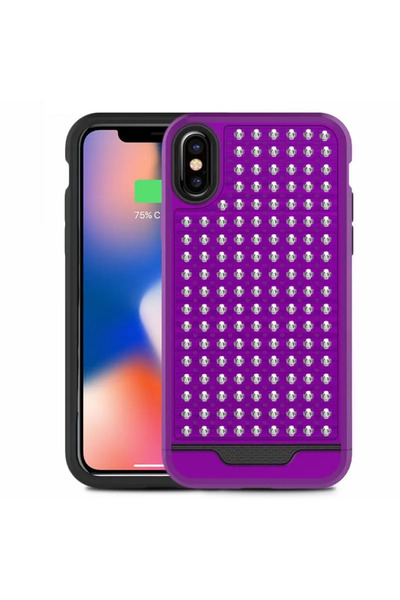 Zizo Husă Hibridă Star Diamond - Husă iPhone X (Mov/Negru)