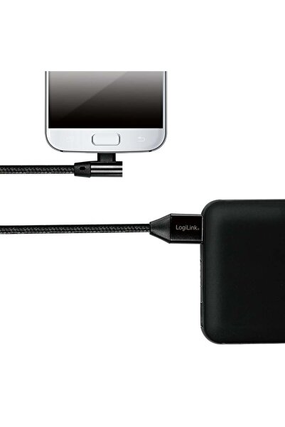LogiLink Kabel USB 2.0 CU0142 USB A - micro USB B, M/M, kƒÖtowy, czarny 1m