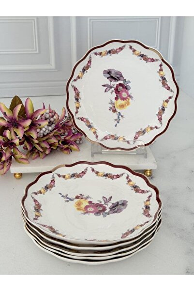 ROSSEV Porcelain Cake Plate Set of 6 19 cm Romance