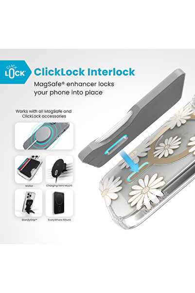 Speck Presidio Lux ClickLock & MagSafe - Husă iPhone 16 Pro (Sunshine Daisies...